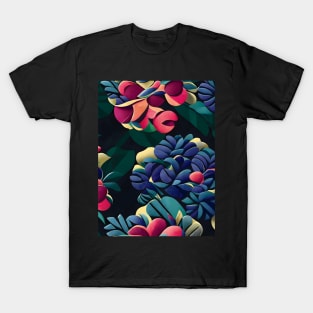 Red Purple Hydrangeas Abstract Artwork T-Shirt